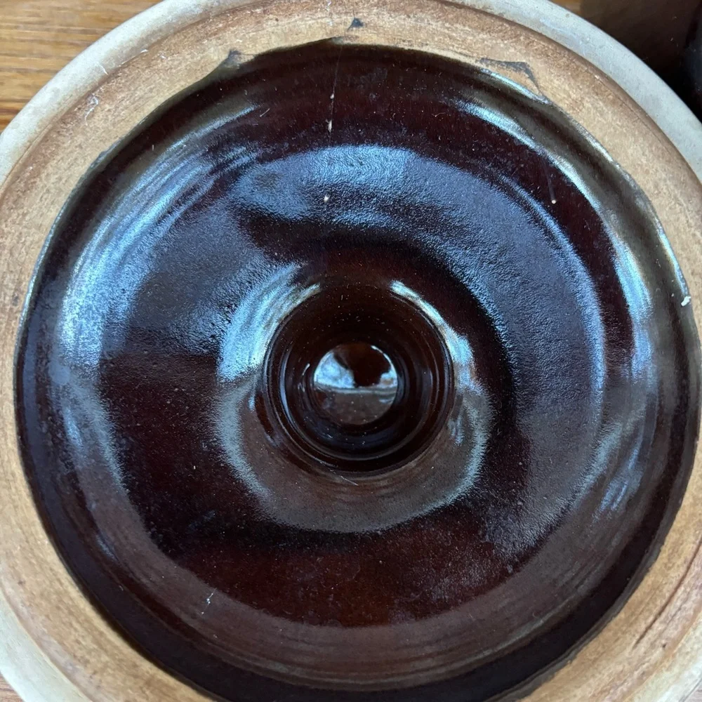 West Bend Vintage Bean Pot Crock Brown Glazed Stoneware USA Pottery  From 1950s